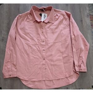 Velvet Heart Leonard Button Up Long Sleeve Top Pale Blush Pink Women L- NWT